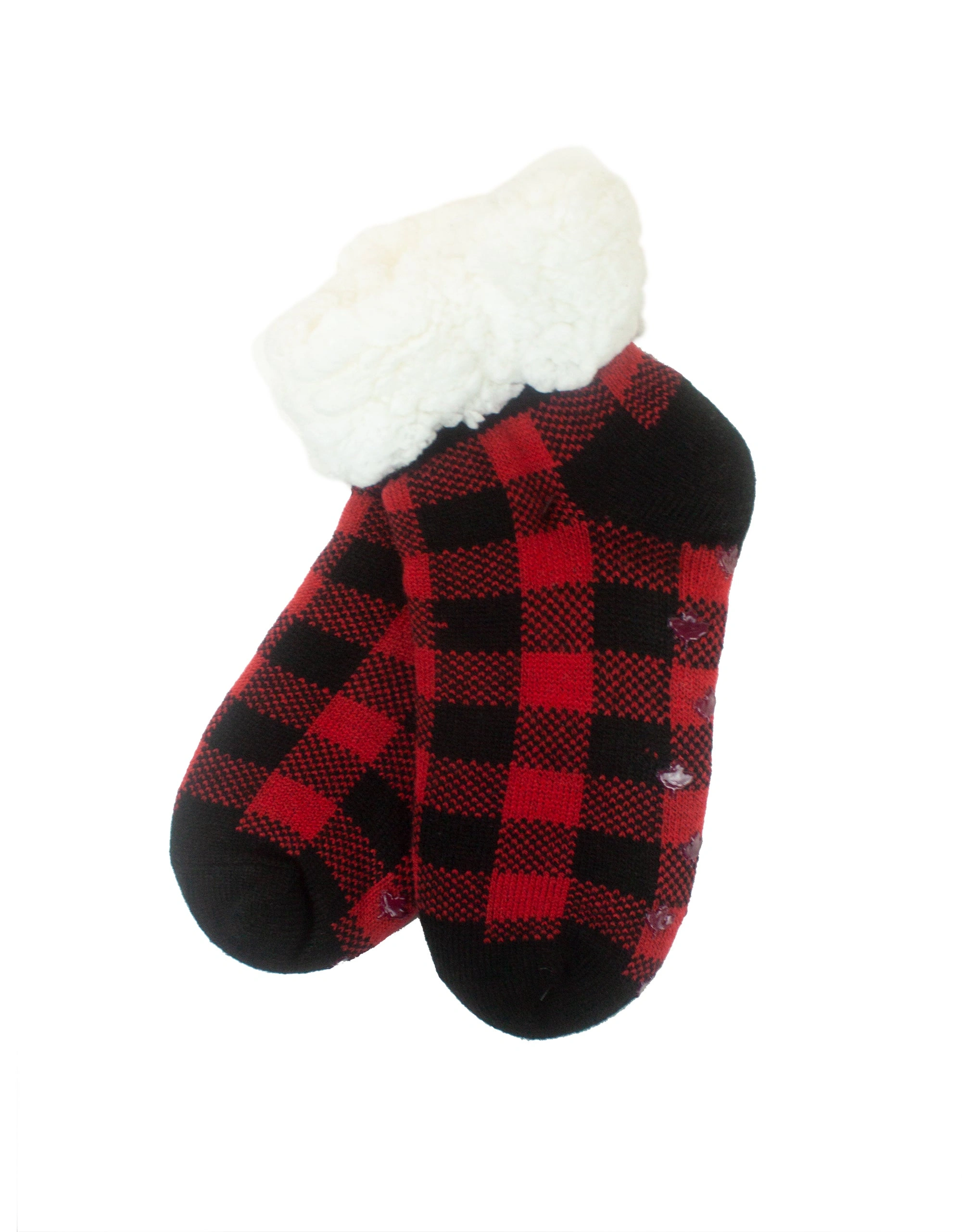 Cozy Red Buffalo Plaid Maple Leaf Slippers - Perfect Winter Treat!
